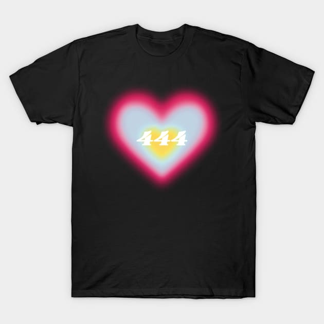 444 angel number heart aura colorful aesthetic T-Shirt by maoudraw